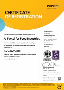 Al Faysal for Food Industries ISO 22000-2018 certificate_page-0001